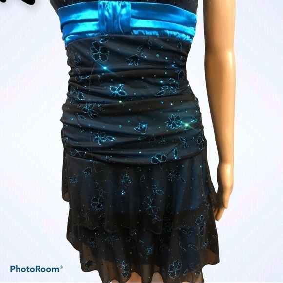 Deb black & blue sequin party dress. - Picture 3 of 9
